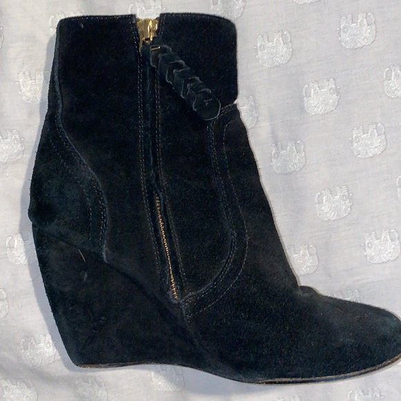 Joie black suede wedge boots, size 37.5EU or 7.5US. 3.5in heel. - Picture 2 of 6